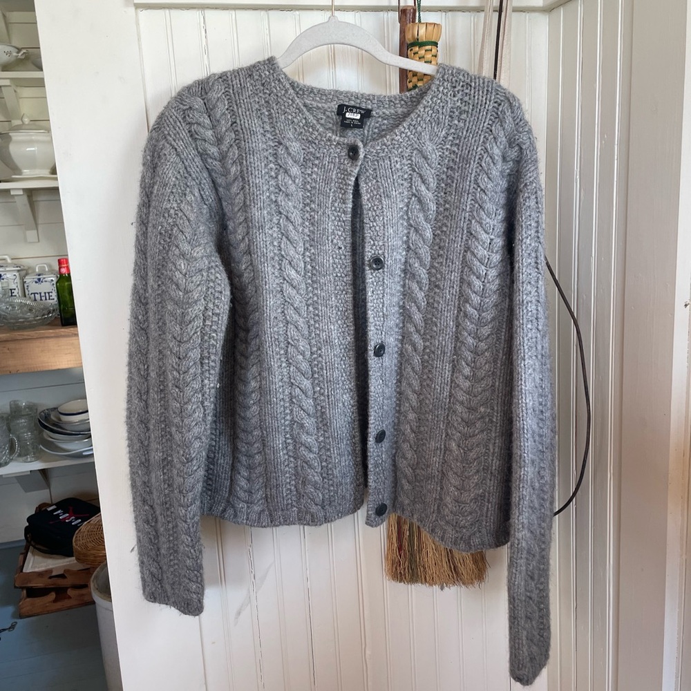J. Crew Gray Cable Knit Cardigan